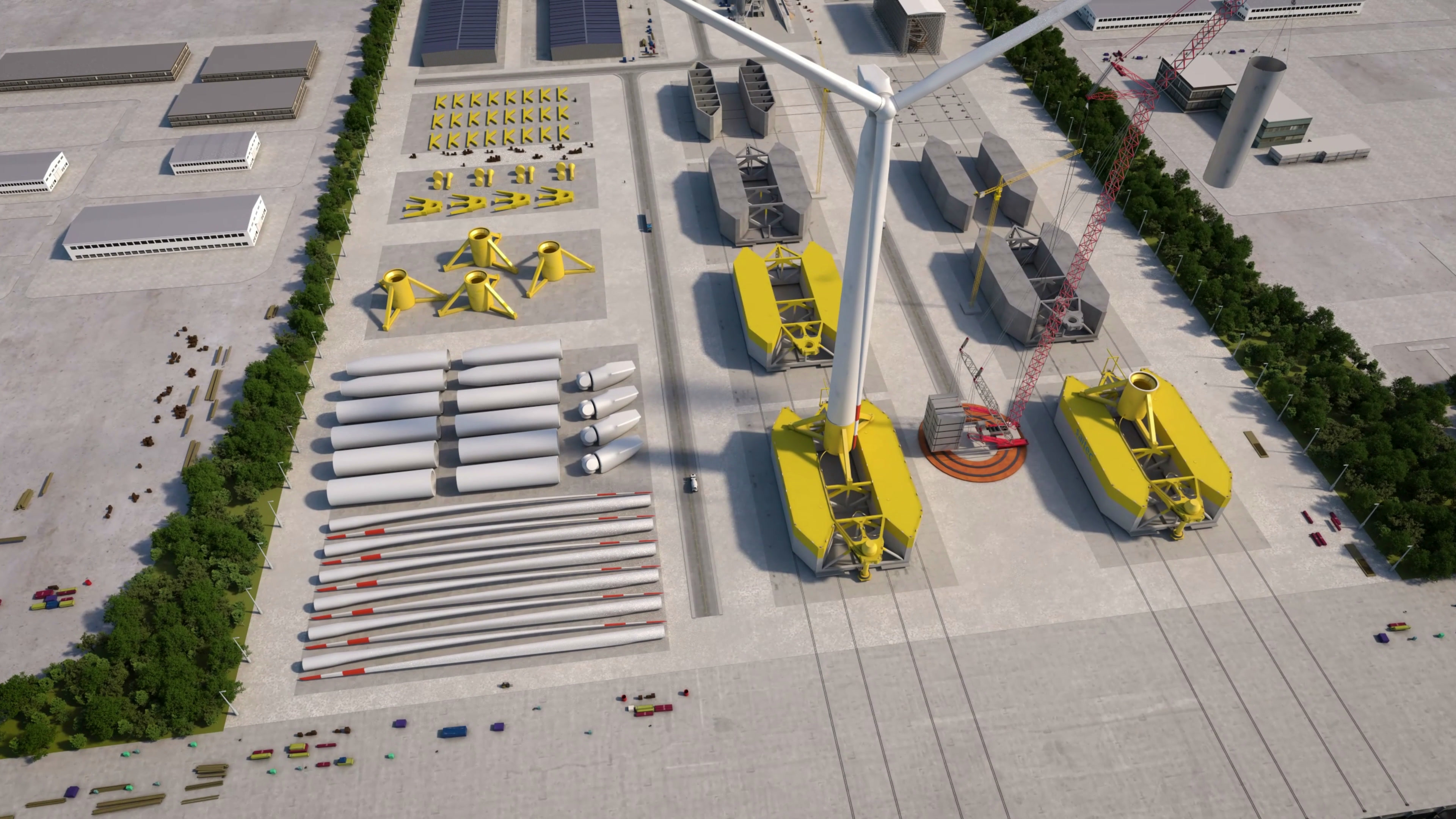 SATH platform prepared for commercial-scale floating wind projects in a port manufacturing environment.