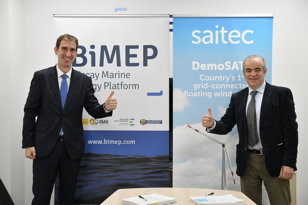 Saitec asegura el emplazamiento en BiMEP para instalar el primer aerogenerador flotante conectado a red en España – Firma del contrato Saitec BiMEP