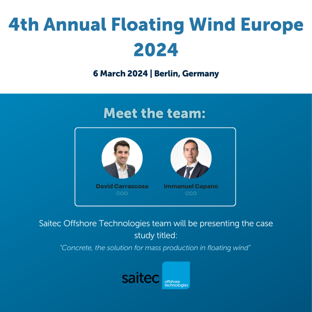 Meet the Saitec Offshore Technologies team for the 4th annual floating wind europe 2024