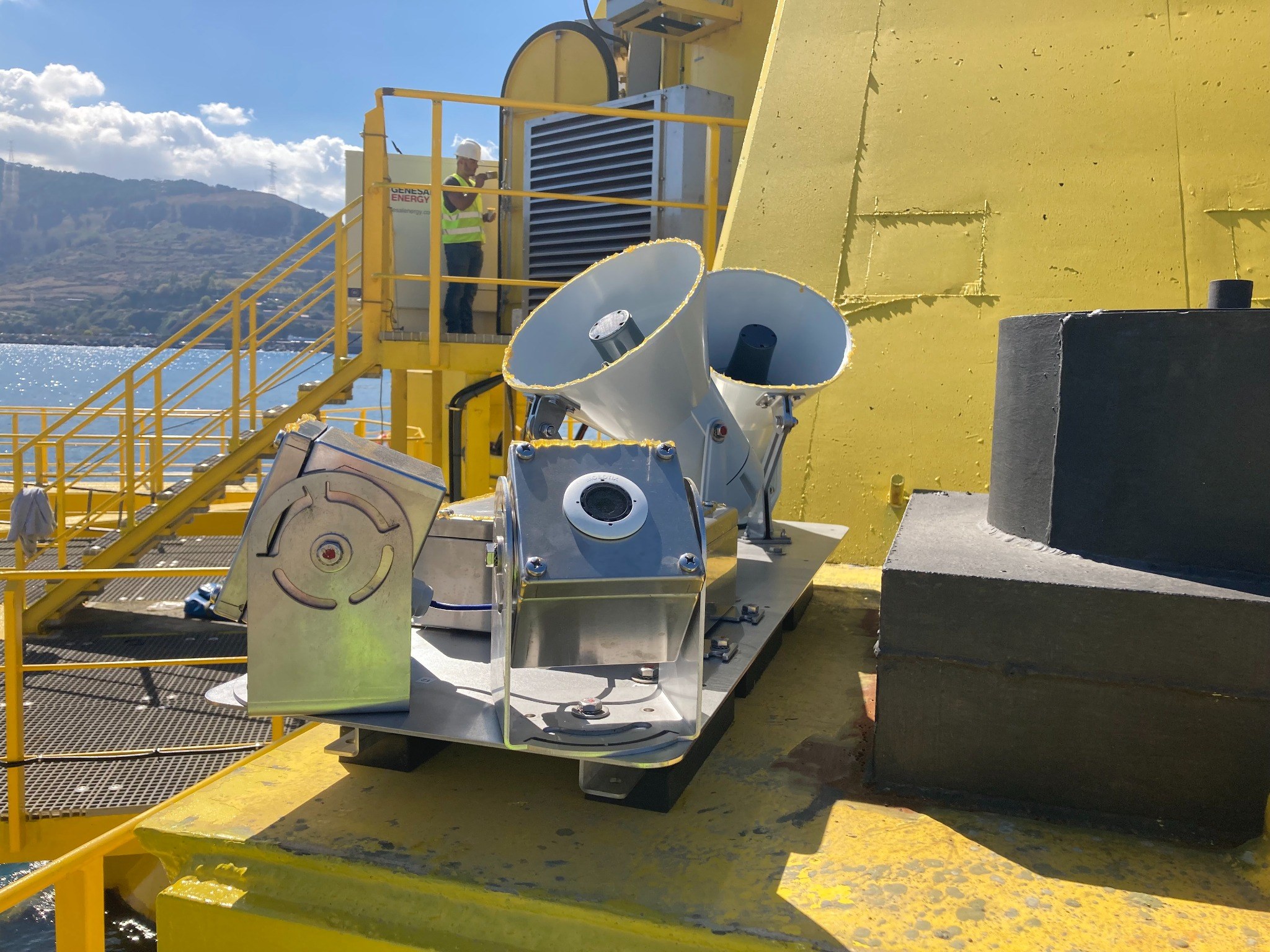 Bird monitoring system installed on the DemoSATH platform to support seabird surveillance and environmental monitoring.